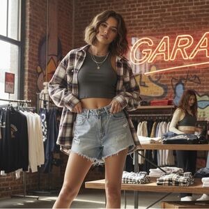 Garage Light Blue Distressed Jean Shorts festival style size 3/26